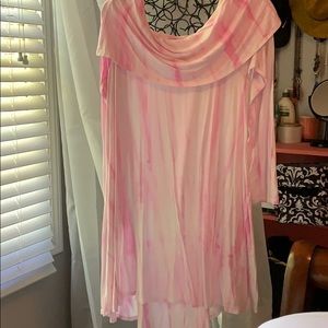 Pink tie dye off the shoulder dress